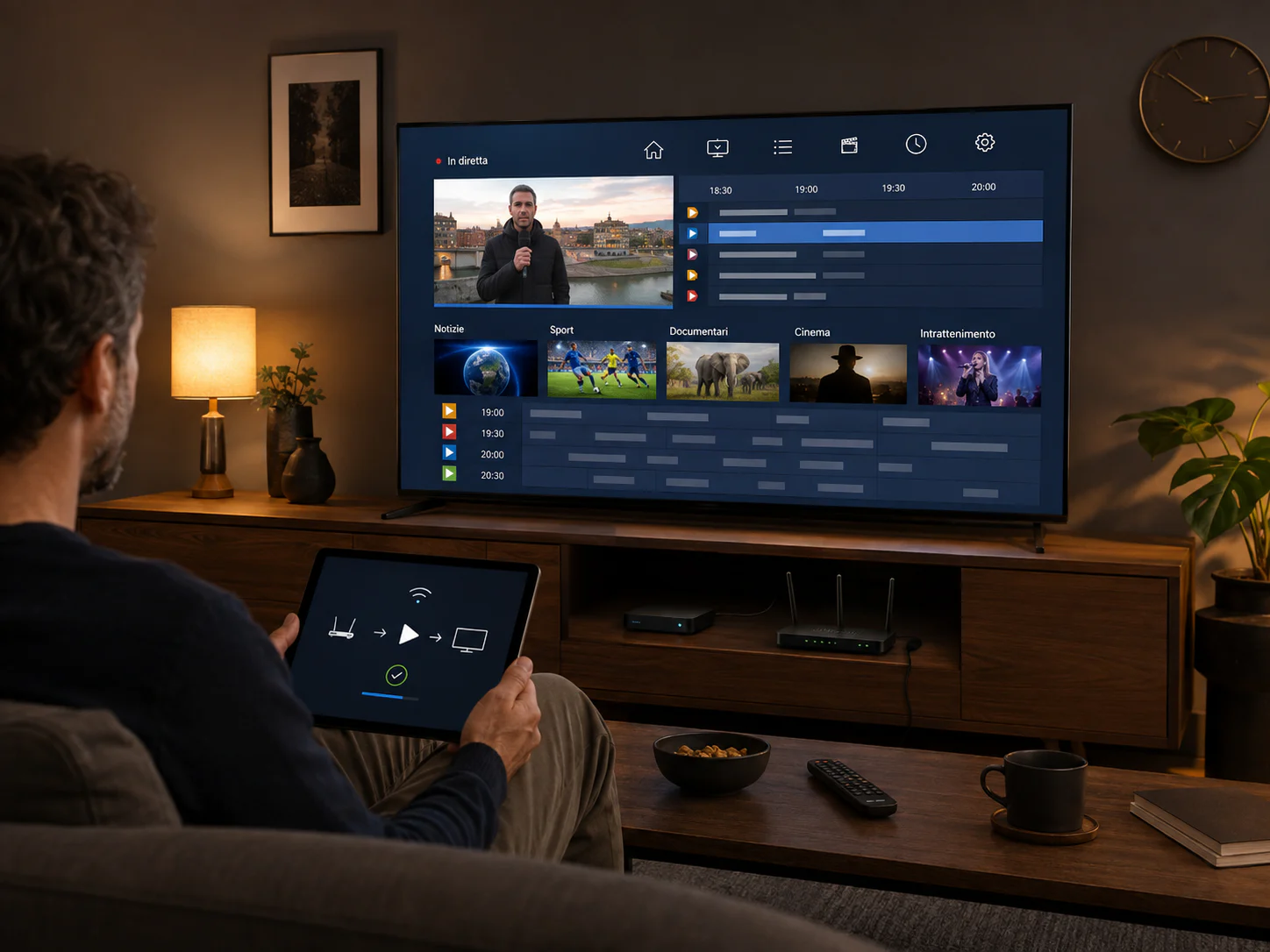 Prova IPTV VIP di ventiquattro ore su Smart TV e tablet in diverse fasce della giornata